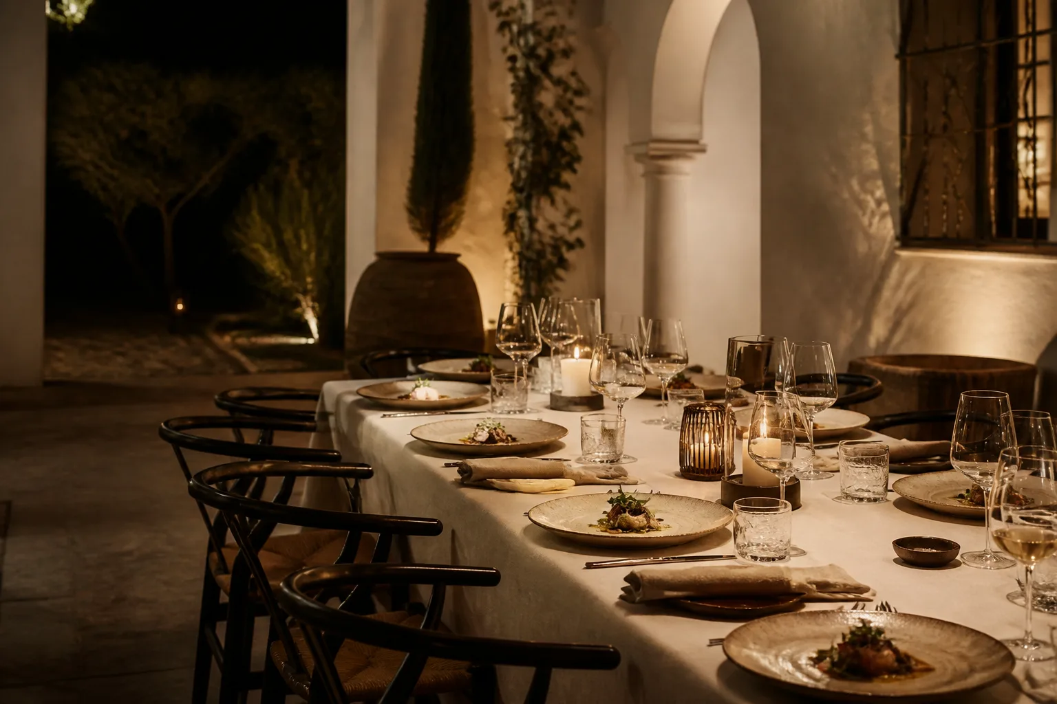 Mesa preparada para una experiencia gastronómica privada